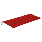 Garden Bench with Red Cushion 120 cm Solid Teak Wood - Front View