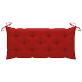 Garden Bench with Red Cushion 120 cm Solid Teak Wood - Top-Down View