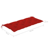 Garden Bench with Red Cushion 120 cm Solid Teak Wood - Extra Image