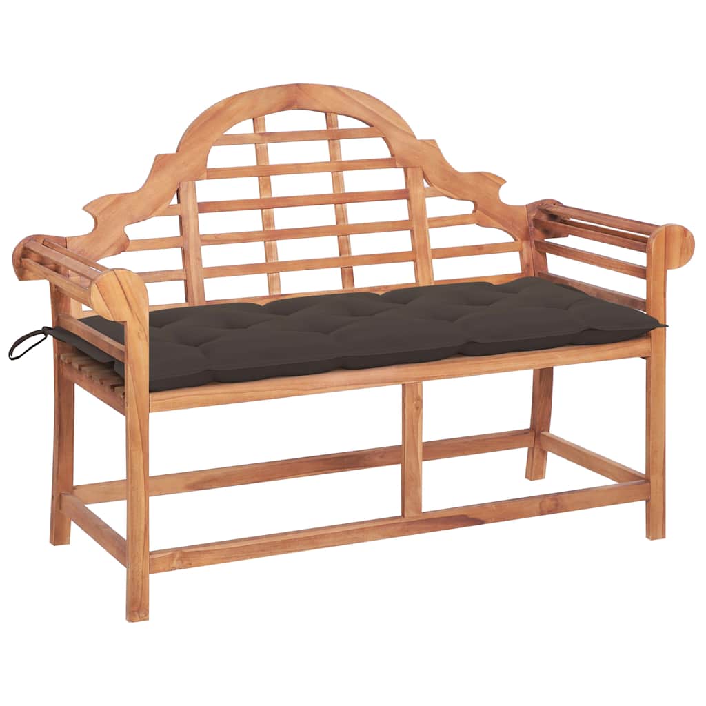 Garden Bench with Taupe Cushion 120 cm Solid Teak Wood