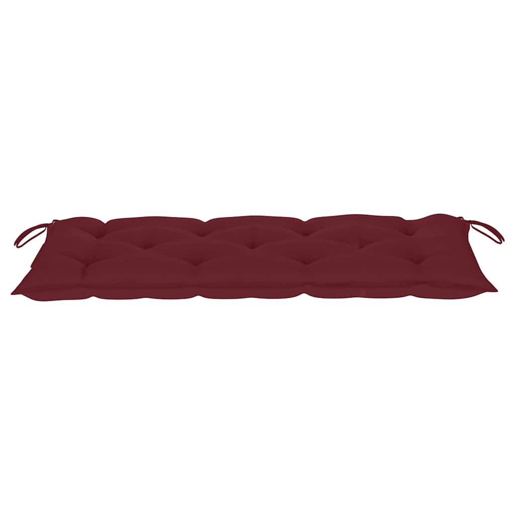 Garden Bench with Wine Red Cushion 120 cm Solid Teak Wood