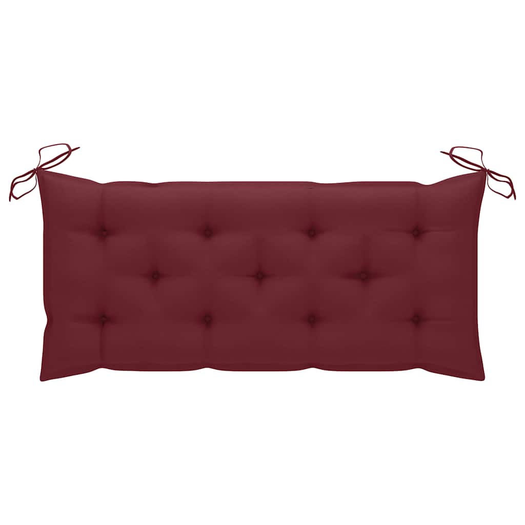 Garden Bench with Wine Red Cushion 120 cm Solid Teak Wood