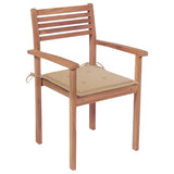 Garden Chairs 2 pcs with Beige Cushions Solid Teak Wood - Front View