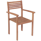 Garden Chairs 2 pcs with Beige Cushions Solid Teak Wood - Side View