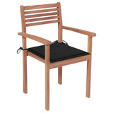 Garden Chairs 2 pcs with Black Cushions Solid Teak Wood