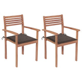 Garden Chairs 2 pcs with Taupe Cushions Solid Teak Wood