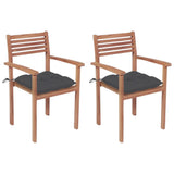 Garden Chairs 2 pcs with Anthracite Cushions Solid Teak Wood