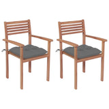 Garden Chairs 2 pcs with Grey Cushions Solid Teak Wood