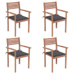 Garden Chairs 4 pcs with Anthracite Cushions Solid Teak Wood