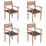 Garden Chairs 4 pcs with Anthracite Cushions Solid Teak Wood