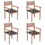 Garden Chairs 4 pcs with Anthracite Cushions Solid Teak Wood