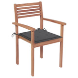 Garden Chairs 4 pcs with Anthracite Cushions Solid Teak Wood - Front View