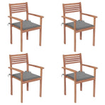 Garden Chairs 4 pcs with Grey Cushions Solid Teak Wood