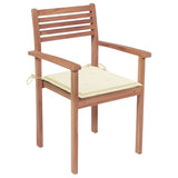 Garden Chairs 4 pcs with Cream Cushions Solid Teak Wood - Front View
