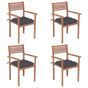 Garden Chairs 4 pcs with Anthracite Cushions Solid Teak Wood