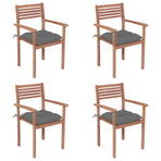 Garden Chairs 4 pcs with Grey Cushions Solid Teak Wood