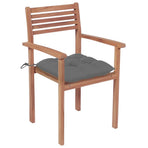 Garden Chairs 4 pcs with Grey Cushions Solid Teak Wood