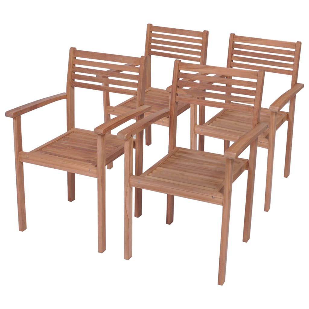 Garden Chairs 4 pcs with Grey Cushions Solid Teak Wood