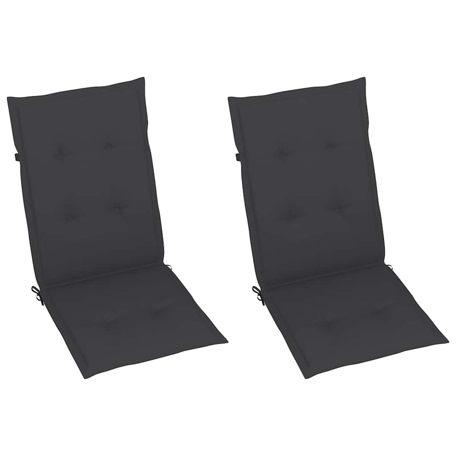 Folding Chairs 2 pcs with Anthracite Cushions Solid Teak Wood