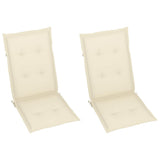 Folding Chairs 2 pcs with Cream Cushions Solid Teak Wood - Low Angle