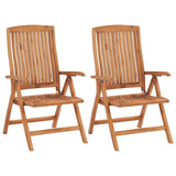 Folding Chairs 2 pcs with Blue Cushions Solid Teak Wood