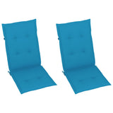 Folding Chairs 2 pcs with Blue Cushions Solid Teak Wood - Low Angle