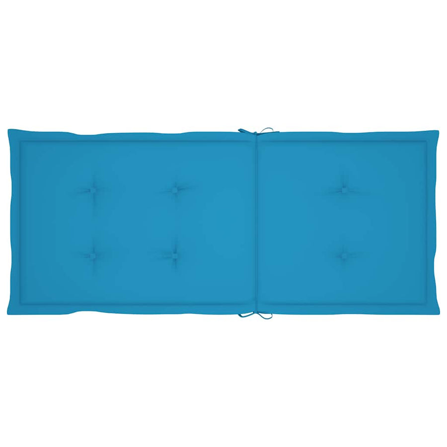 Folding Chairs 2 pcs with Blue Cushions Solid Teak Wood