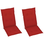 Folding Chairs 2 pcs with Red Cushions Solid Teak Wood