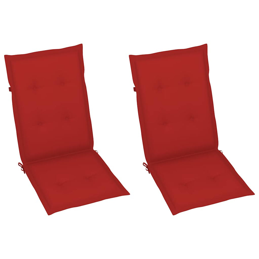 Folding Chairs 2 pcs with Red Cushions Solid Teak Wood