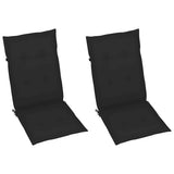Folding Chairs 2 pcs with Black Cushions Solid Teak Wood - Low Angle
