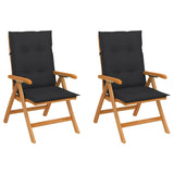 Folding Chairs 2 pcs with Anthracite Cushions Solid Teak Wood