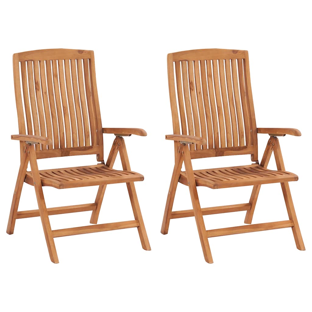 Folding Chairs 2 pcs with Grey Cushions Solid Teak Wood
