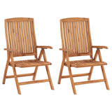 Folding Chairs 2 pcs with Grey Cushions Solid Teak Wood