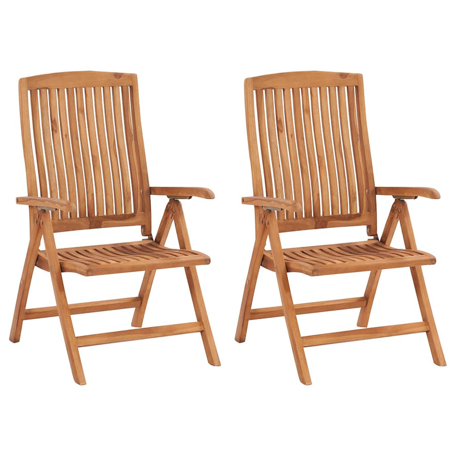 Folding Chairs 2 pcs with Grey Cushions Solid Teak Wood