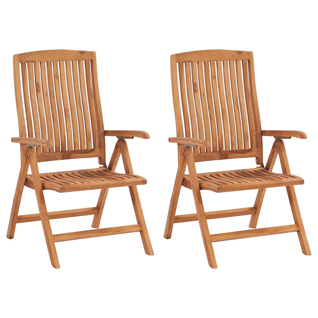 Folding Chairs 2 pcs with Cream Cushions Solid Teak Wood