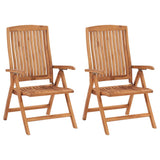 Folding Chairs 2 pcs with Cream Cushions Solid Teak Wood - Front View
