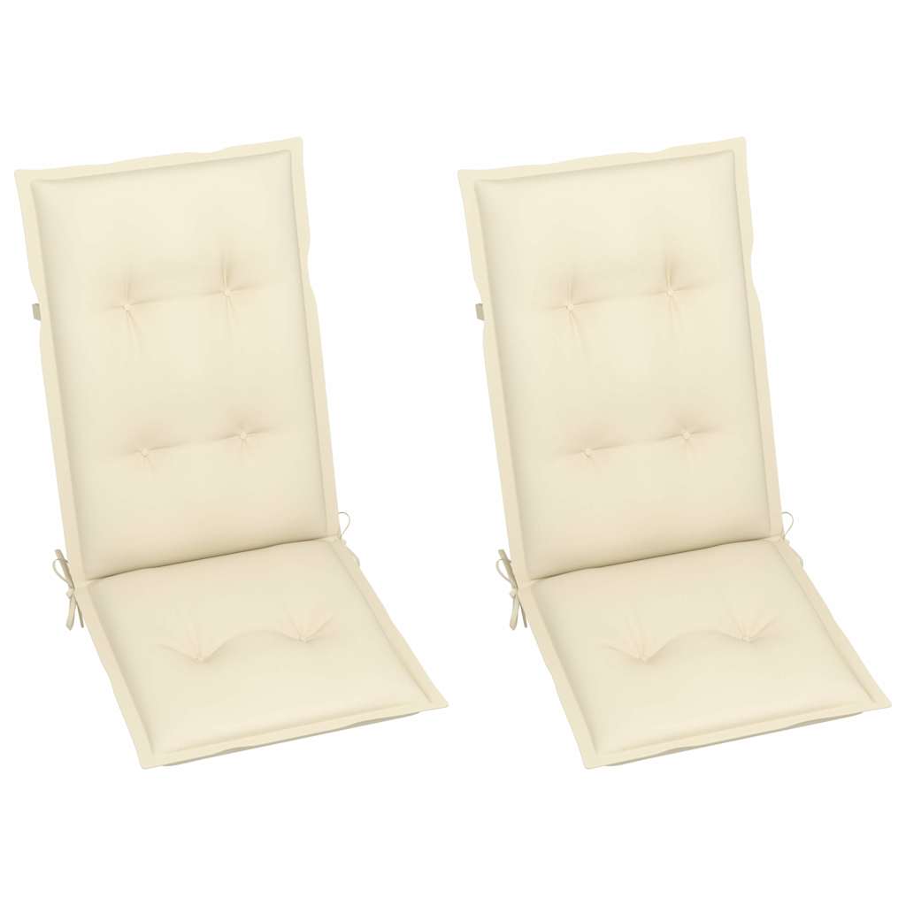 Folding Chairs 2 pcs with Cream Cushions Solid Teak Wood