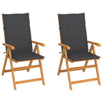 Folding Chairs 2 pcs with Anthracite Cushions Solid Teak Wood
