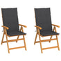 Folding Chairs 2 pcs with Anthracite Cushions Solid Teak Wood