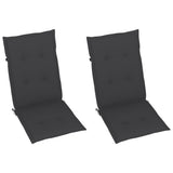Garden Chairs 2 pcs with Anthracite Cushions Solid Teak Wood - Rear View