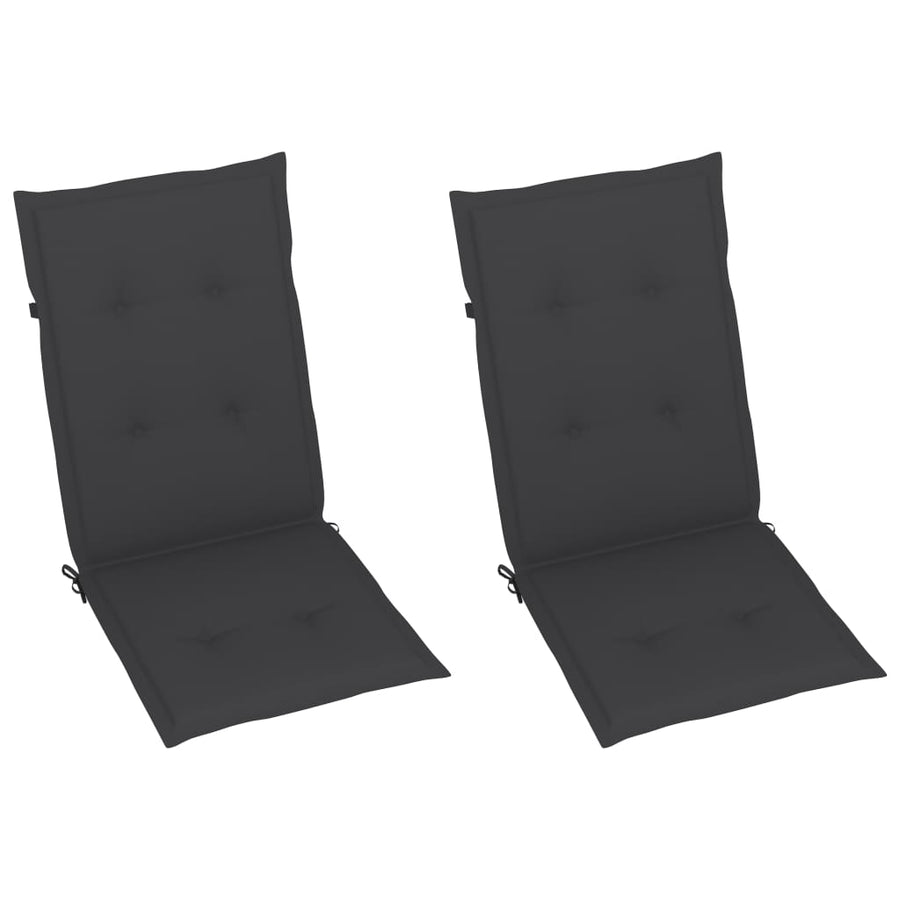 Folding Chairs 2 pcs with Anthracite Cushions Solid Teak Wood