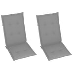 Folding Chairs 2 pcs with Grey Cushions Solid Teak Wood