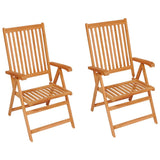 Folding Chairs 2 pcs with Cream Cushions Solid Teak Wood - Front View
