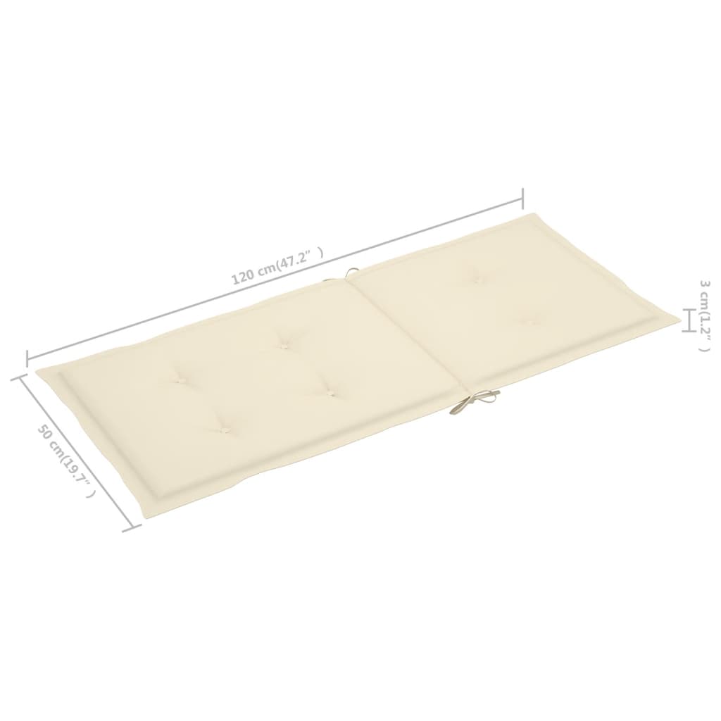 Folding Chairs 2 pcs with Cream Cushions Solid Teak Wood