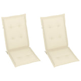 Folding Chairs 2 pcs with Cream Cushions Solid Teak Wood