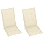 Folding Chairs 2 pcs with Cream Cushions Solid Teak Wood