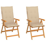 Garden Chairs 2 pcs with Beige Cushions Solid Teak Wood