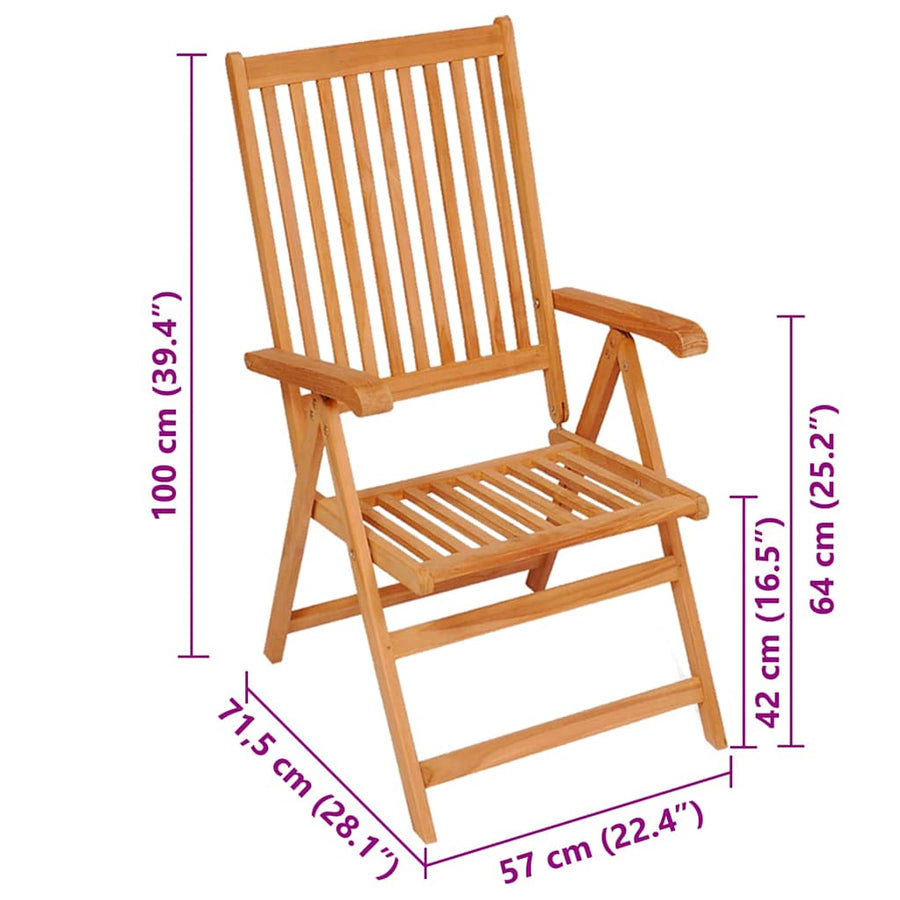 Folding Chairs 2 pcs with Beige Cushions Solid Teak Wood
