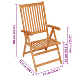 Folding Chairs 2 pcs with Green Cushions Solid Teak Wood