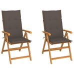 Folding Chairs 2 pcs with Taupe Cushions Solid Teak Wood